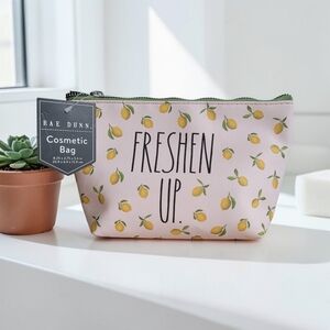 Rae Dunn Cosmetic Bag Freshen Up Lemons On Pink - 8.25 x 2.75 x5.5 in